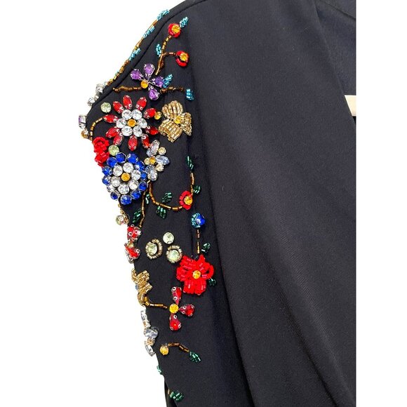 Mac Duggal $498 Black Jersey Beaded Sleeve Maxi Dress Formal Gown Size 10 NWT - Picture 6 of 11